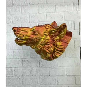 Gold Renk 3D Kurt Başı Duvar Dekoru