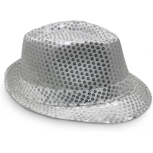 Gümüş Payetli Fötr Şapka Yetişkin Boy