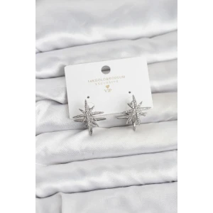 Gümüş Renk Pirinç Çift Taraflı Kutup Yıldızı Kadın Küpe - TJ-BKP11511