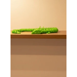 Hareketli Yeşil Ejderha Figür Uzun Gövdeli Koleksiyonluk Tasarım