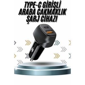 Hızlı Oto Şarj Cihazı 38W Çift Girişli HIzlı Şarj Oto Çakmaklık Type-C