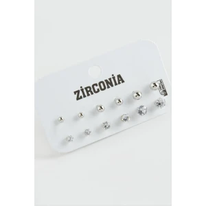 ieg™ 12 Adet Zirkon Tek Taşlı Küpe