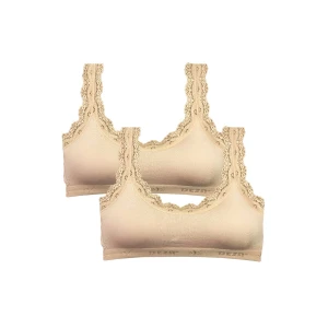 ieg™ 2 Adet Dantel Nakış İşlemeli Pedli Bambu Kadın Büstiyer Ten