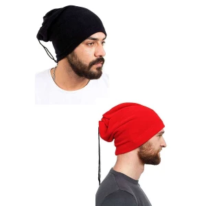 İEG 2 Adet Polar İpli Bere ve Boyunluk Siyah Kırmızı