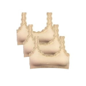 ieg™ 3 Adet Dantel Nakış İşlemeli Pedli Bambu Kadın Büstiyer Ten