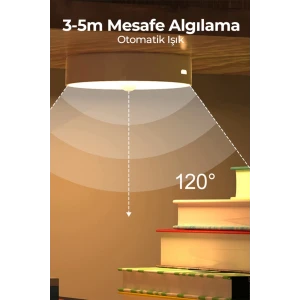 ieg ™ 3 Adet Hareket Sensörlü Beyaz Işık Led Gece Lambası – Kablosuz 8 Ledli | Merdiven, Koridor