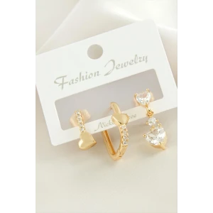 ieg™ 3 Adet Kalp Zirkon Taşlı Küpe