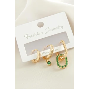 ieg™ 3 Adet Oval Zirkon Taşlı Küpe