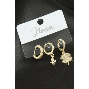 ieg™ 3 Adet Yonca Zirkon Taşlı Küpe