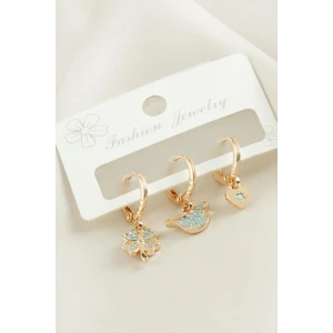 ieg™ 3 Adet Yonca Zirkon Taşlı Küpe