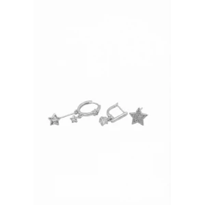 ieg™ 3lü Taşlı Halka Küpe - Gümüş