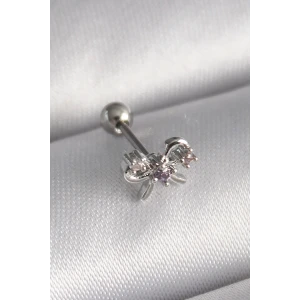ieg™ 316L Çelik Gümüş Renk Zirkon Taşlı Kurdele Tragus Piercing