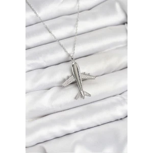 ieg™ 316L Çelik Zincir Gümüş Renk Uçak Model Kadın Kolye - TJ-BKO10616