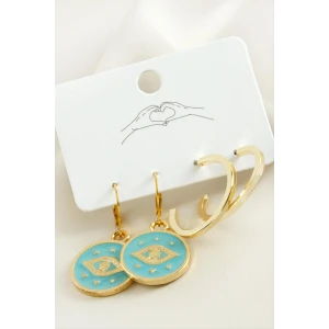 ieg™ 4 Adet Göz Mineli Halka Küpe