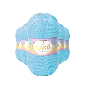 İEG 5 Adet Elite Baby El Örgü İpi Tüylenmeyen Bebek Yünü Gök Mavisi 6723