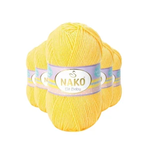 İEG 5 Adet Elite Baby El Örgü İpi Tüylenmeyen Bebek Yünü Sarı 2857