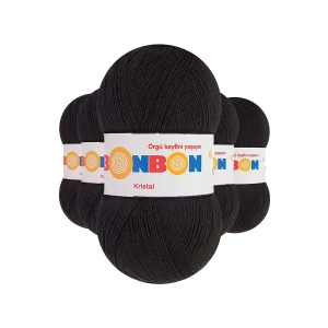 İEG 5 Adet Kristal El Örgü Lif İpi Siyah 98206