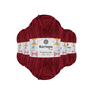 İEG 5 Adet Yumurcak Kadife El Örgü İpi Vişne Çürüğü K106