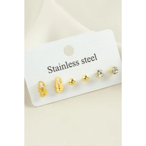 ieg™ 6 Adet Kalp Taşlı Çelik Küpe