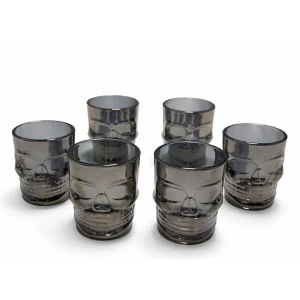 ieg™ 6lı Kurukafa Siyah Cam Shot Bardağı Seti