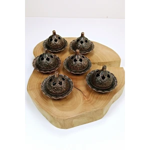 İEG® 6 Lı Mini Eskitme Osmanlı Temalı Koyu Renk Lokumluk Sunum