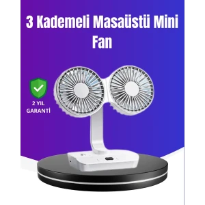 ieg™ 720° Döner Çift Taraflı Masaüstü Vantilatör – USB Şarjlı Sessiz Fan