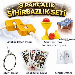 ieg™ 8’li Sihirbazlık Seti (Kibrit, Defter, Halka, Kupa, İp, 3’lü Kart)
