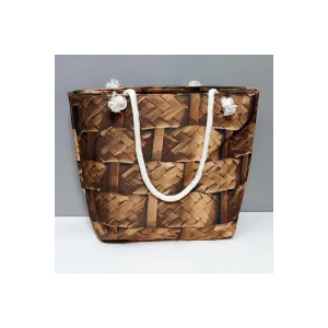 ieg™ Ahşap Örme Desenli Plaj Çantası