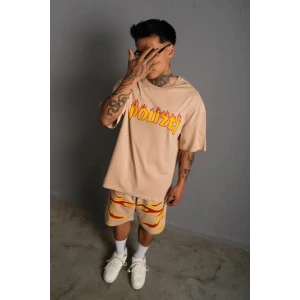 ieg™      Alev Baskılı İkili Şortlu Takım - Bej -