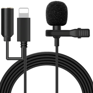 ieg™ Ally İphone Lightning Yaka Mikrofonu+3.5mm Jack Profesyonel Youtuber Mikrofonu