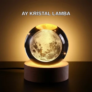 ieg™ Ay Temalı Kristal Küre Gece Lambası LED Aydınlatmalı Premium Dekor
