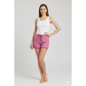 ieg™ Bambu Fitilli Kadın Ev Şortu Bacak Dantel Detaylı Ev Giyim Fuşya