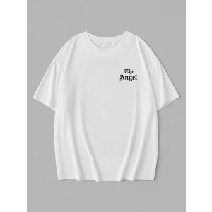 ieg™ Baskılı Oversize Bisiklet Yaka T-shirt - Beyaz