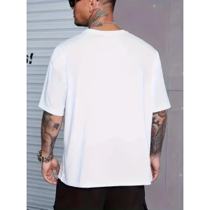 ieg™ Baskılı Oversize Bisiklet Yaka T-shirt - Beyaz