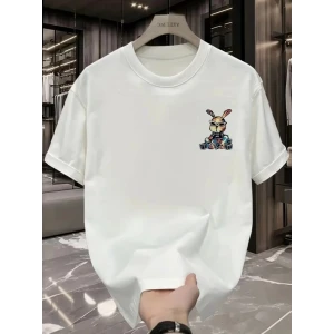 ieg™ Baskılı Oversize Bisiklet Yaka T-shirt - Beyaz