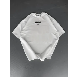 ieg™ Baskılı Oversize Bisiklet Yaka T-shirt - Beyaz