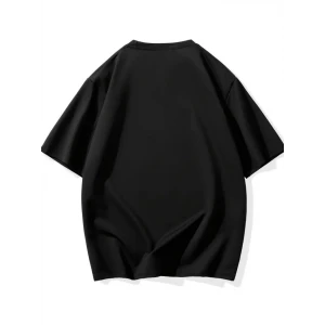 ieg™ Baskılı Oversize Bisiklet Yaka T-shirt - Siyah