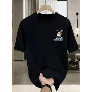 ieg™ Baskılı Oversize Bisiklet Yaka T-shirt - Siyah