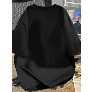 ieg™ Baskılı Oversize Bisiklet Yaka T-shirt - Siyah