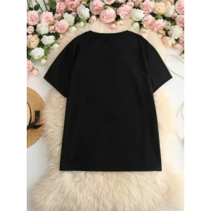 ieg™ Baskılı Oversize Bisiklet Yaka T-shirt - Siyah