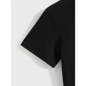 ieg™ Baskılı Oversize Bisiklet Yaka T-shirt - Siyah