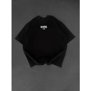 ieg™ Baskılı Oversize Bisiklet Yaka T-shirt - Siyah