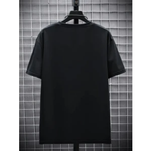 ieg™ Baskılı Oversize Bisiklet Yaka T-shirt - Siyah