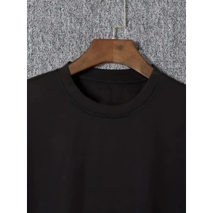 ieg™ Baskılı Oversize Bisiklet Yaka T-shirt - Siyah