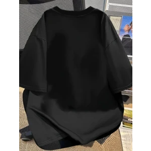 ieg™ Baskılı Oversize Bisiklet Yaka T-shirt - Siyah