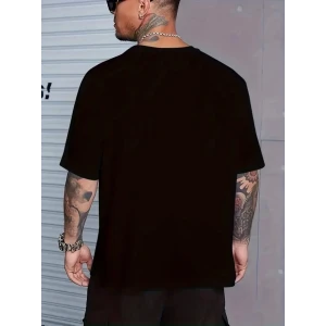 ieg™ Baskılı Oversize Bisiklet Yaka T-shirt - Siyah