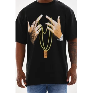 ieg™      Baskılı Oversize T-Shirt - Siyah -