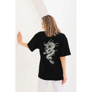 ieg™      Baskılı Oversize T-Shirt - Siyah -