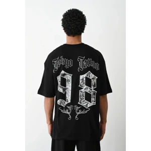 ieg™      Baskılı Oversize T-Shirt - Siyah -