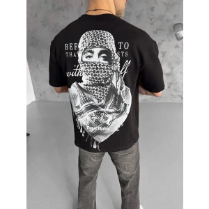 ieg™      Baskılı Oversize T-Shirt - Siyah -
